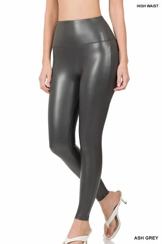 High Rise Faux Leather Leggings - Love Salve
